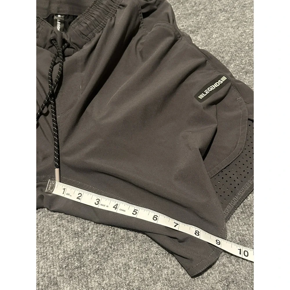 Legends Luka Men's M Grey Lined Athletic Gym  Shorts Drawstring 9